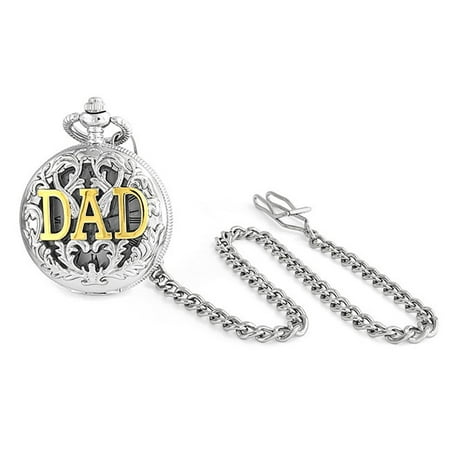 - Large Two Tone DAD Gold Plated Simulated Quartz Mens Pocket Watch