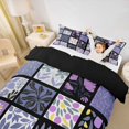 thumbnail image 3 of jejeloiu Abstract Floral Bedding For Girls,Patchwork Print Duvet Cover Full,Purple Black White,Black Reversible,3-Piece,1 Duvet Cover and 2 Pillowcases, 3 of 6