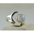 thumbnail image 3 of Navya Craft Rainbow Moonstone Round 925 Sterling Silver Handmade Women Statement Crescent Moon Ring Size 7.5, 3 of 4