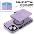 thumbnail image 6 of for iPhone 14 Case, Compatible with MagSafe, Detachable Magnetic Wallet Case with PU Leather Kickstand Card Slots Shockproof Protection 2 In 1 Function Case for iPhone 14, Purple, 6 of 6