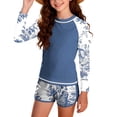 thumbnail image 2 of Traje de baño de 2 piezas para mujer, trajes de baño para mujer, traje de baño de playa con estampado lindo y manga larga para niñas, bañador tipo short para niñas, 2 of 9