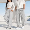 thumbnail image 4 of Hudaneo Teen Boys Baggy Straight Leg Sweatpants Open Bottom Drawstring Waist Pockets, 5-16 Years, 4 of 7