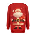thumbnail image 4 of Women's Casual Long Sleeve Round Neck Sweatshirt Fit Pleated Top with Christmas Print for Fashionable Holiday Outfits and Comfortable Wear,Red,XL, 4 of 6