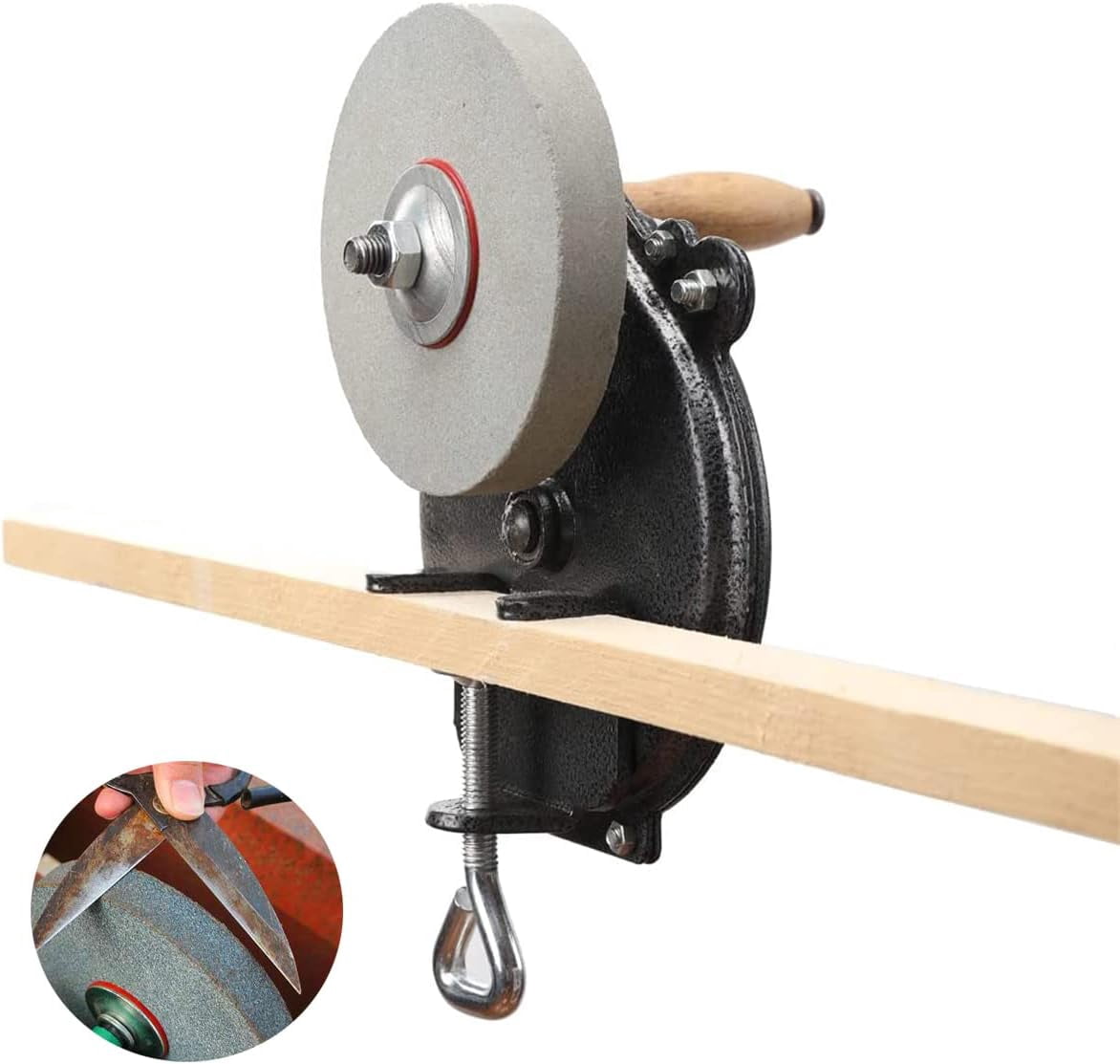 Kitchen Knife Sharpener Hand-Cranking Grinding  - 6 Inch  Polishing Tool for Garden and Metal Workpieces