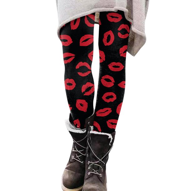 Gibobby Leggings Translúcido Mujer Impreso bota elástico largo todo delgado casual partido polainas mujeres pantalones pantalones(Rojo, XL)