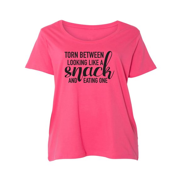 Torn Between Looking Like A Snack Womens Plus Size Scoopneck Tee