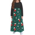 thumbnail image 4 of THDHVS Dresses for Girls,Girls Christmas Print Long Sleeve Dress Round Neck Pockets Casual Maxi,Girls Long Sleeve Dress 13-14 Years, 4 of 6