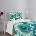 thumbnail image 3 of Ambesonne Teal Quilted Bedspread Set 2 Pcs, Futurist Sunflowers Dreamy Art, Twin Size, Seafoam Petrol Blue White, 3 of 4