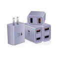 thumbnail image 1 of [4 Pack] USB-C Wall Charger, 30W Dual Port QC 3.0 Power Adapter, Double Fast Plug Quick Charging Block Compatible for iPhone 15 Pro Max/15 Plus/15 Pro/15/14 /13/12,iPad,Samsung Galaxy, Tablet-Purple, 1 of 1