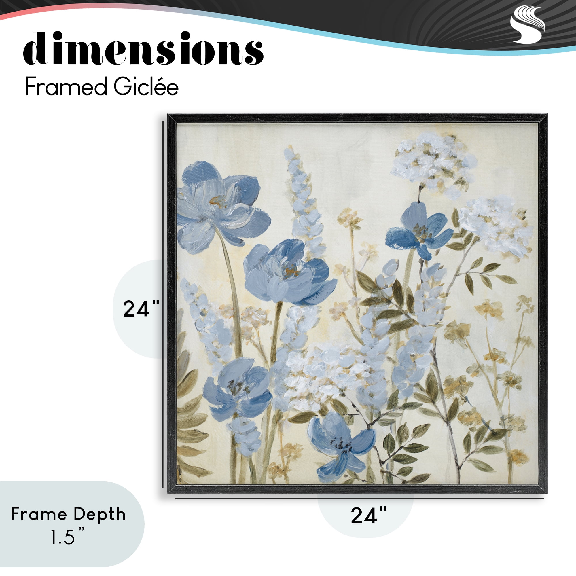 Stupell Industries Peace In The Blue Garden Black Framed Giclee Art, design by Lanie Loreth