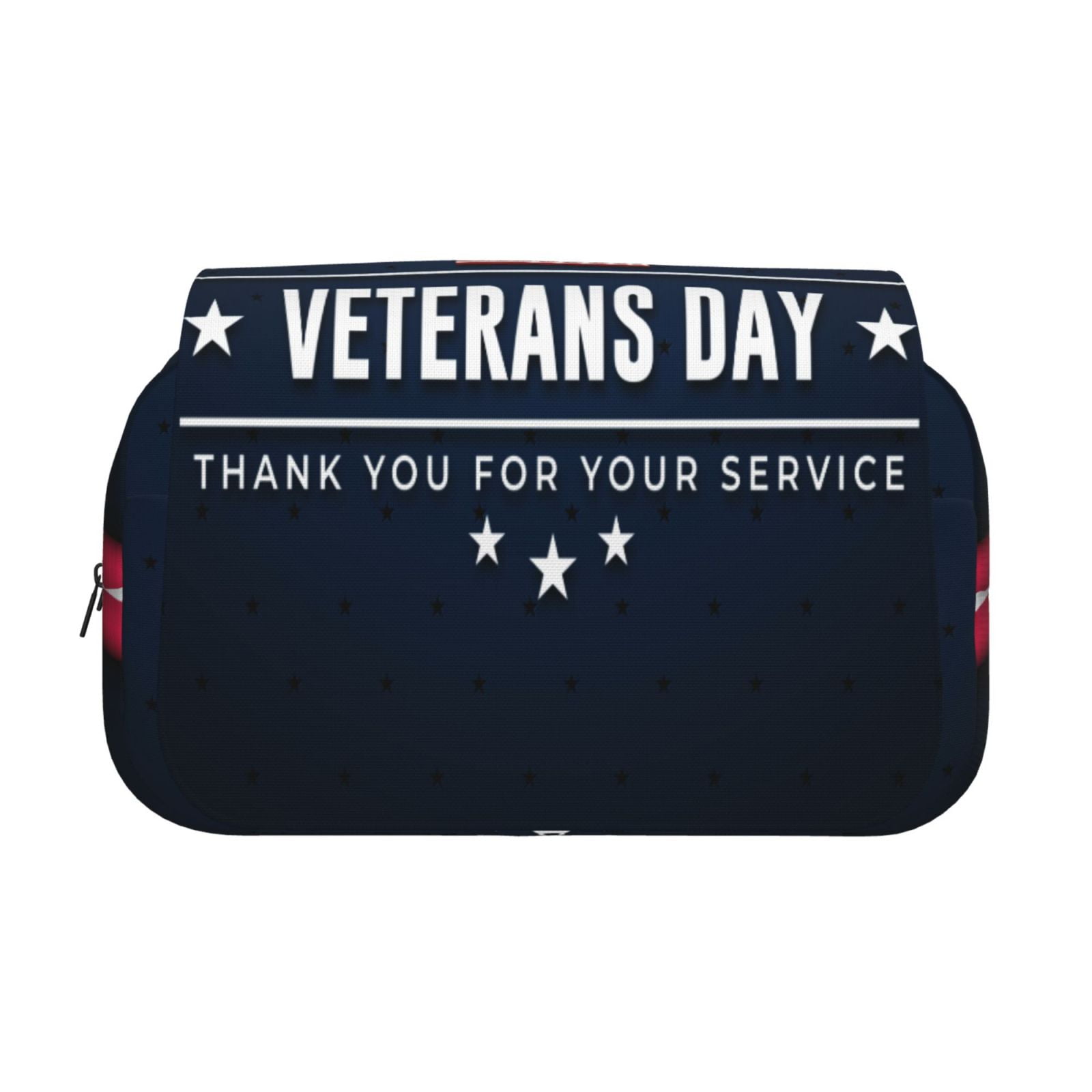 Rateoe Happy Veterans Day Pattern Double Clamshell Pen Case, Storage Organizer with Two Zipper Compartments– Holds Up to 50 Pencils & Pens