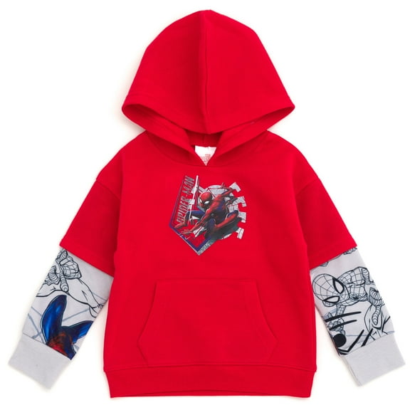 Marvel Spider-Man Toddler Boys Fleece Hangdown Hoodie Red 5T