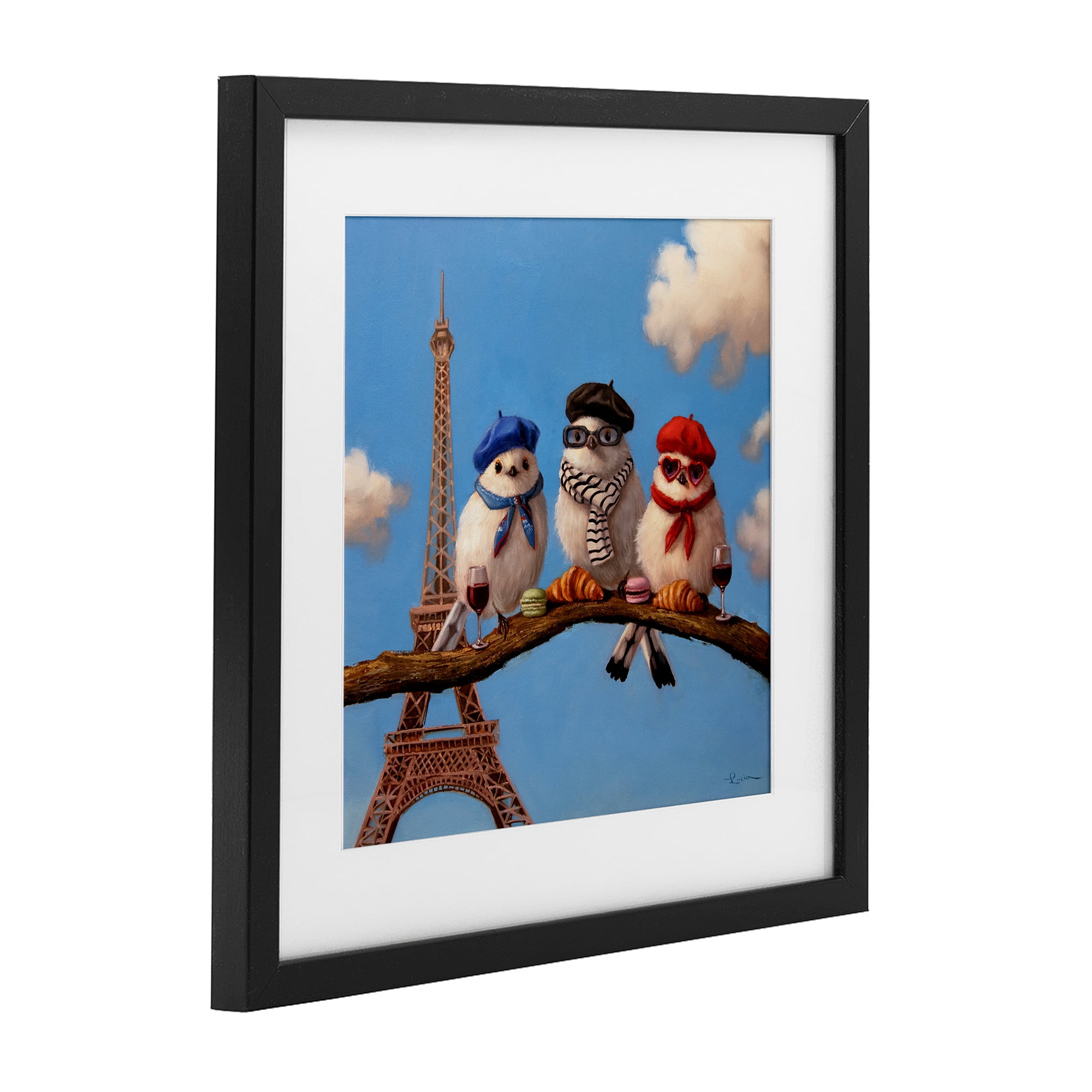 Stupell Industries Parisian Chic Birds in Paris Black Framed Print Under Glass, design by Lucia Heffernan