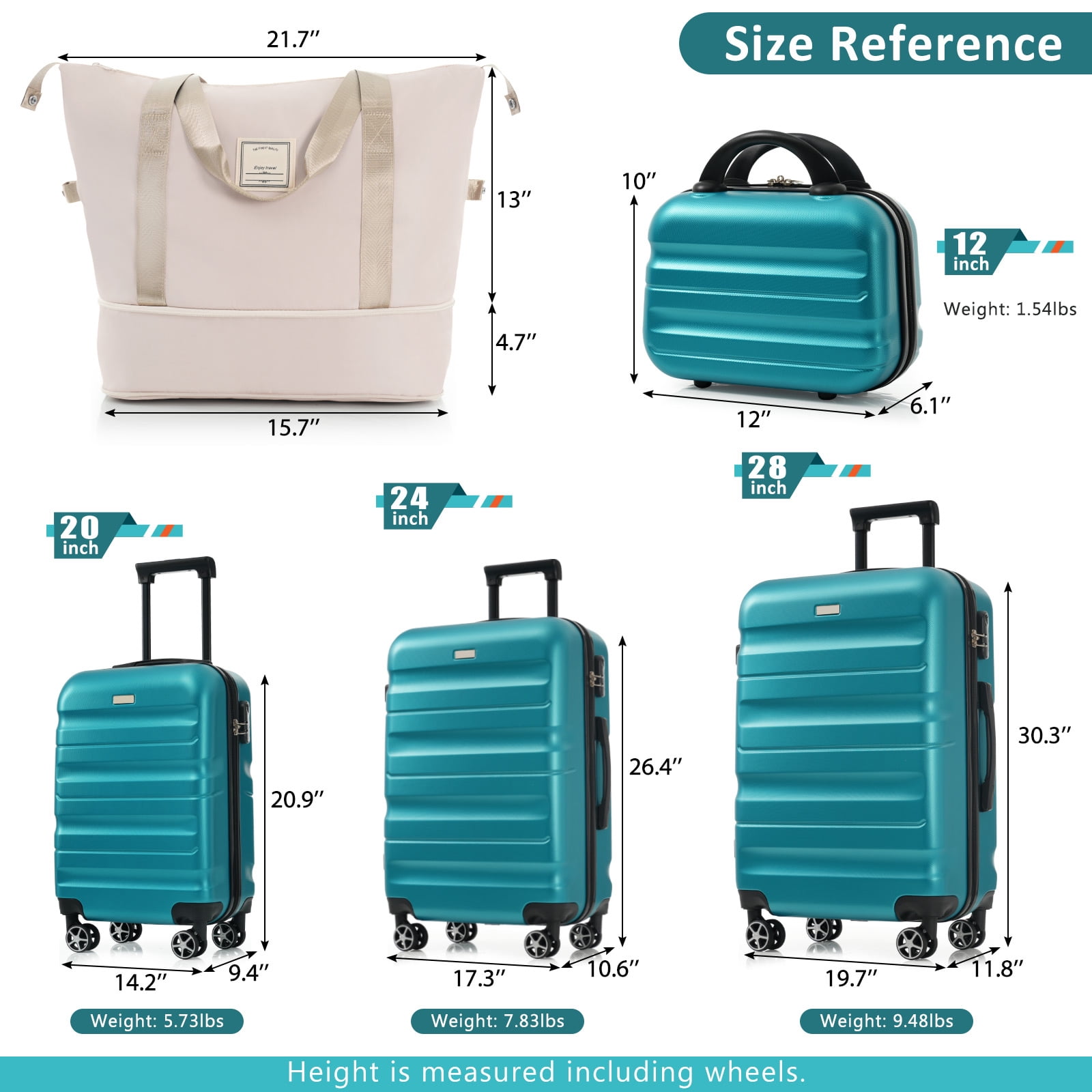 Euroco Hardshell Luggage Sets 13 Piece, ABS Lightweight Suitcases with 360° Spinner Wheels,Durable Travel Luggage Set for Family Trips & Business,Blue