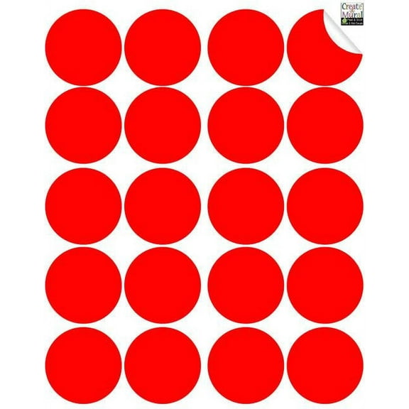 Red Polka Dot Vinyl Wall Decal Stickers Kids Room Decor For Wall Area 7'x 7' Includes 40 Red Dots 2.5"