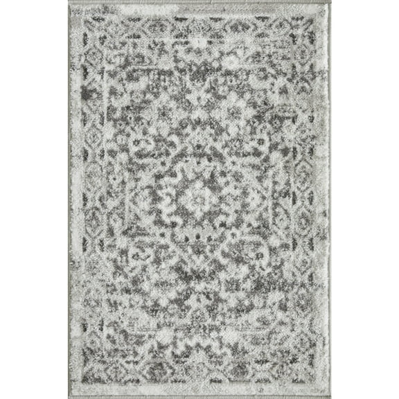 Loomaknoti Rhane Alreka 2' x 3' Gray Oriental Indoor Polypropylene Accent Rug