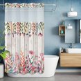 thumbnail image 6 of Pastoral Flower No Hooks Shower Curtain with Snap-in Liner Pink Flower Watercolor Leaf Wooden Board Shower Curtains for Bathroom, Waterproof, Easy Install, Washable 36"x72", 6 of 9