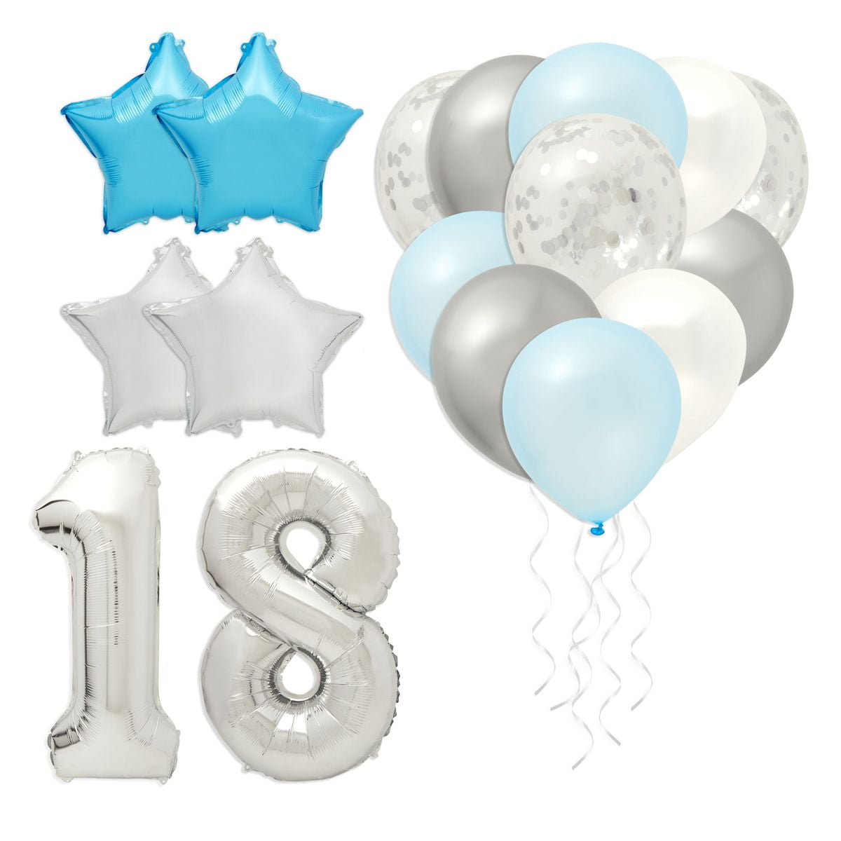 Anniversary Party Balloons 20 Pcs White & Confetti Latex Balloons 4 Creative Foil Balloons for Engagement Party Decorations