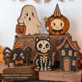 thumbnail image 4 of Halloween Wooden Tabletop Decor 1 Piece Distressed Two Tiered Spider Figurine Vintage Cute Halloween Decor for Indoor Home Party Holiday Mantel Desk Halloween Decoration Gift, 4 of 8