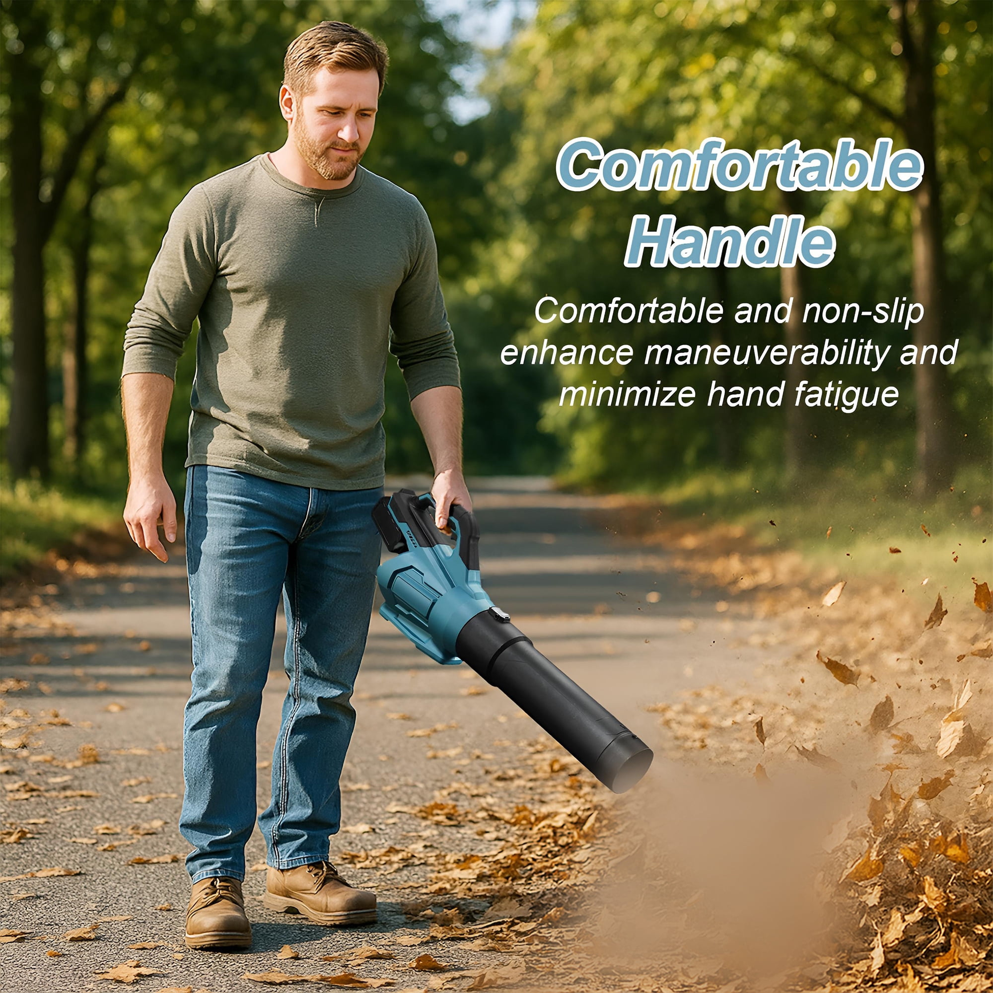 Pecham Leaf Blower Cordless, 21V Leaf Blower with 4.0 Ah Battery, 480CFM &160MPH Electric Blower for Lawn Care, Yard, Garage, Blowing Leaves, Dust or Snow