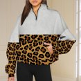 thumbnail image 1 of 2023 Chandail en Molleton de Mode pour Femmes 50 % de Rabais Liquidation Mode Automne Hiver Imprimé Léopard Décontracté Sports Col Rond Survêtements Manches Longues Col à Revers Chandails à Capuchon à Fermeture Éclair, 1 of 5