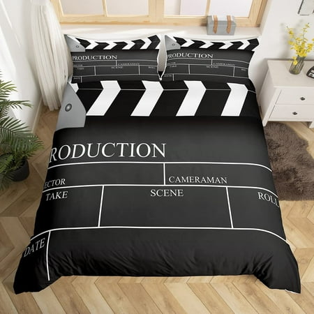 

Movie Theme Duvet Cover Cinema Scenes Bedding Set Microfiber Ceremony Photo Photography Quilt Cover Single for Boys Girls