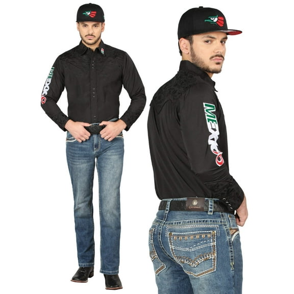 Men's Dark Blue Premium Embroidered Bootcut Denim Jeans 'Centenario' 44967