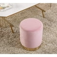 thumbnail image 4 of DAGONHIL Modern Round Pink Velvet Ottoman,Upholstered Floor Stools with Gold Plating Base,Accent Makeup Stool for Living Room,Bedroom and Kids Room,Pack of 1(Pink), 4 of 15
