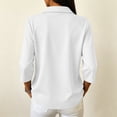 thumbnail image 4 of Women's 3/4 Sleeve Casual Polo Shirts Button Lapel Collar Breathable Work Tops White XL, 4 of 9