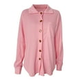 thumbnail image 5 of Women's Button Down Shirts Waffle Knit Solid Lapel Collar Long Sleeve Tunic Blouses Stretch Comfy Relaxed Fit Cardigans with Pocket, 5 of 5