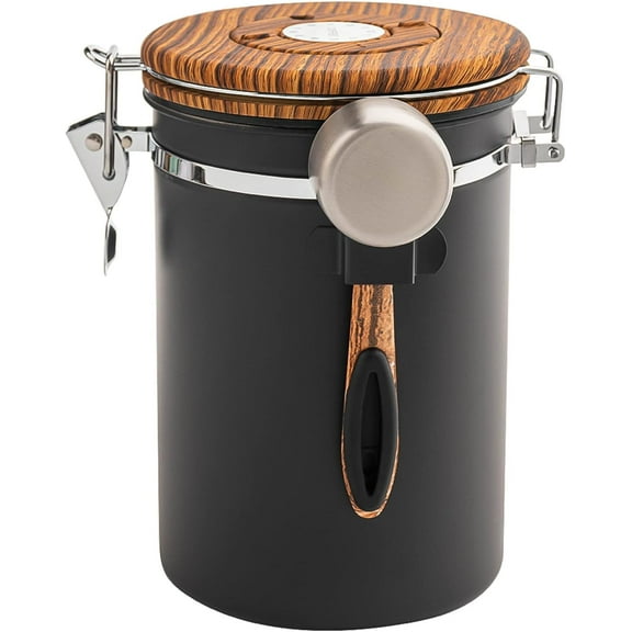 Coffee Canisters Airtight Coffee Bean Storage Container Kitchen Stainless Steel Food Storage Container with Scoop Date Tracker & CO2 Valve 61Fl Oz (Green)