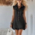 thumbnail image 3 of Iyufng Women's Button Down Collared Tank Dresses Summer Casual Lace Hem Dress, 3 of 7