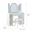 thumbnail image 5 of Teamson Kids Deluxe Glow 2-in-1 Wooden Vanity Desk with LED 3-Mirror, Storage, Touch Sensor & Stool, White, 5 of 11