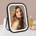thumbnail image 1 of YEKKOPT Black Travel Mirror with Lights, Small LED Makeup Mirror with Lights,Portable Desk Mirror 1200mAh Battery,3 Color Modes,Dimmable Touch Screen, Tabletop Folding Compact Mirror,Women Gift, 1 of 7