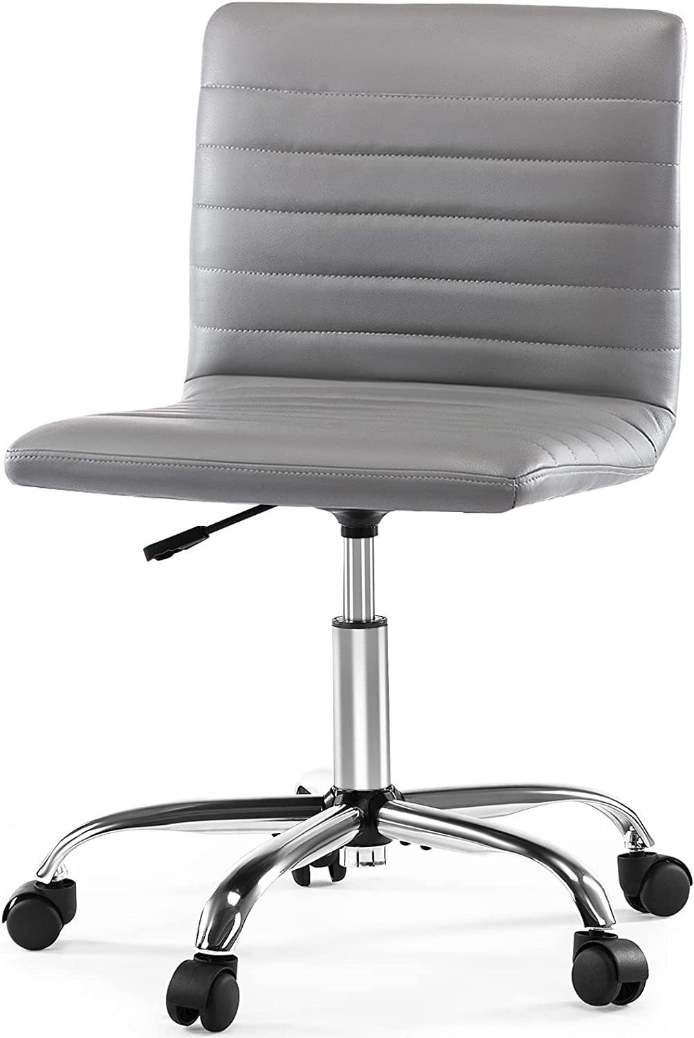 JHK Height Adjustable Office Desk Chairs Low Back Ribbed PU Leather
