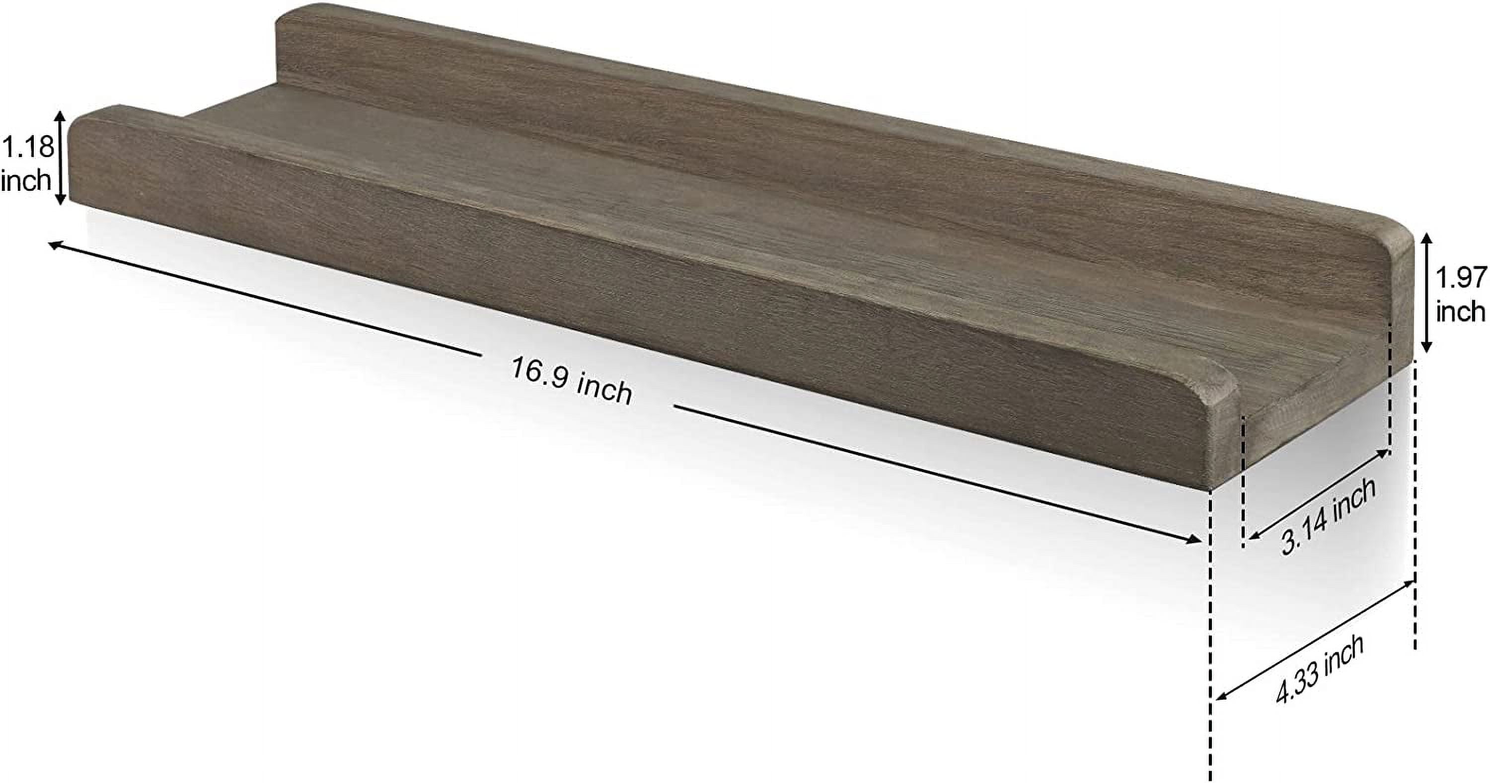 Sfugno Wood Picture Ledge Shelf, Rustic Floating Wall Shelves Set of 3 for Storage,Gray