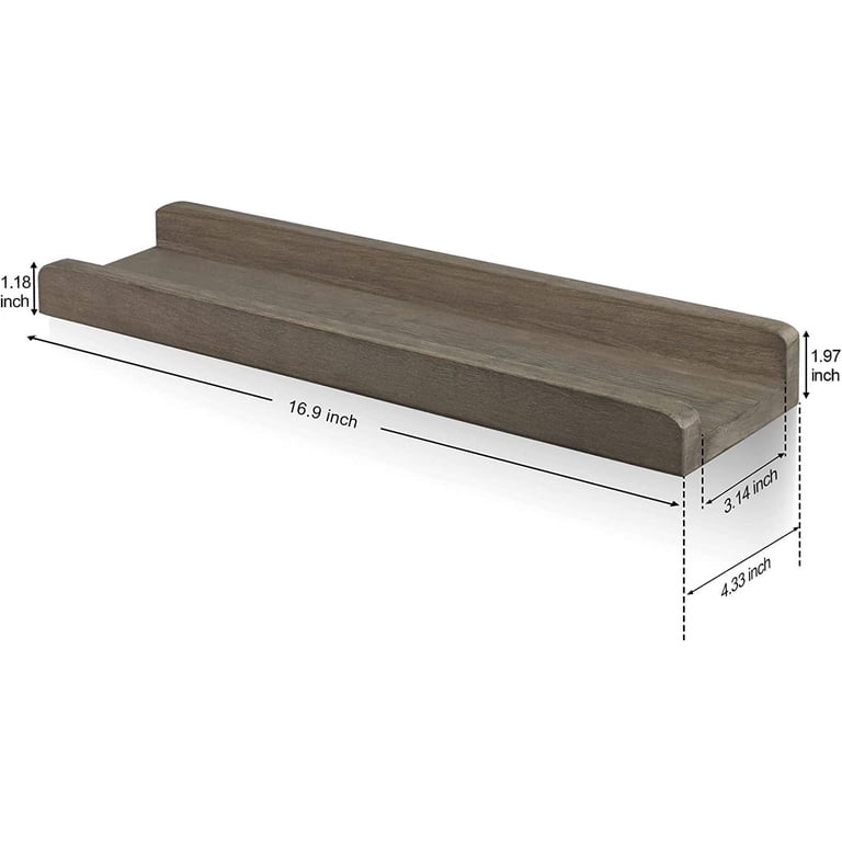 Sfugno Wood Picture Ledge Shelves, Set of 3, Gray photo 2