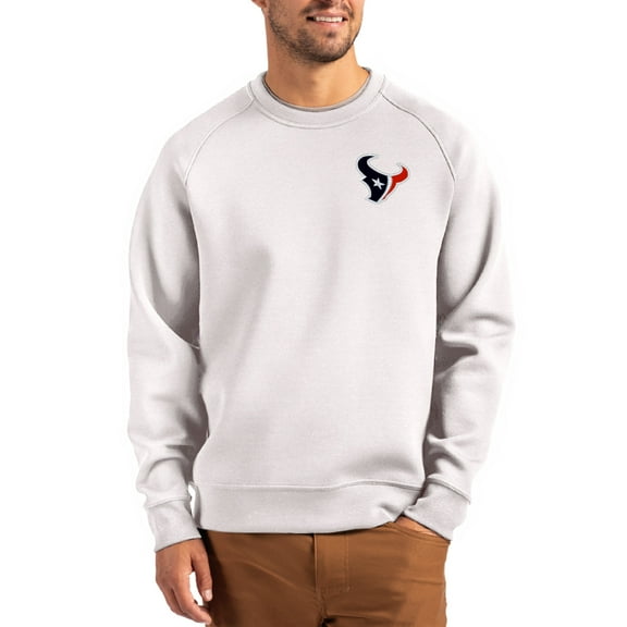Men's Cutter & Buck Gray Houston Texans Primary Logo Roam Recycled Raglan Pullover Sweatshirt