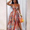 thumbnail image 6 of Multicolor Abstract Print Hollow-Out Tie-Up Maxi Dress For Evening And Party Wear, 6 of 8