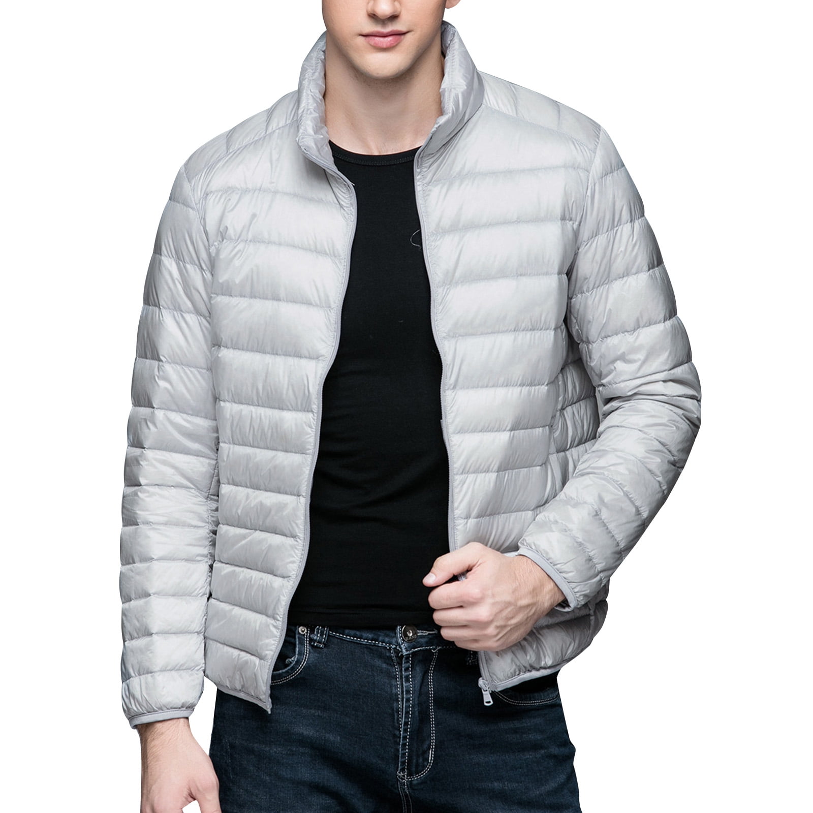 Men's winter fashion. Grey puffer jacket + white singlet + black jeans.  Visit urbanmenoutfits.com for more fa… | Winter outfits men, Mens outfits,  Black outfit men