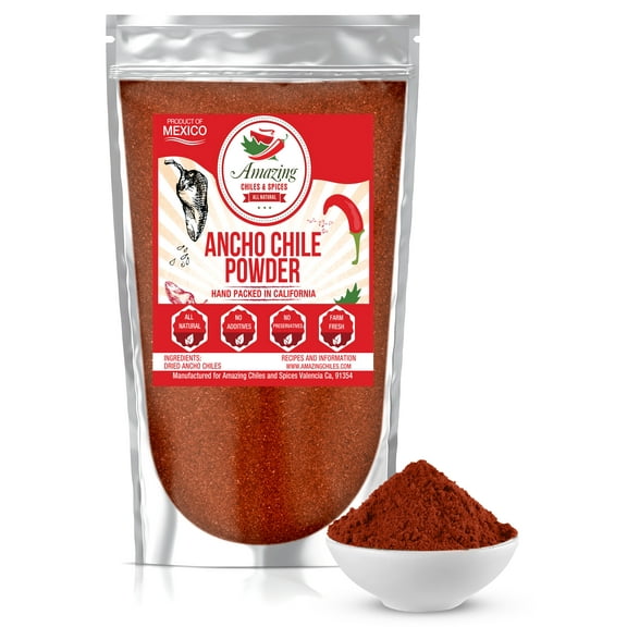 Ancho Chile Powder Ground 4 oz – Natural and Premium, Mild Heat, Sweet & Smoky Flavor.