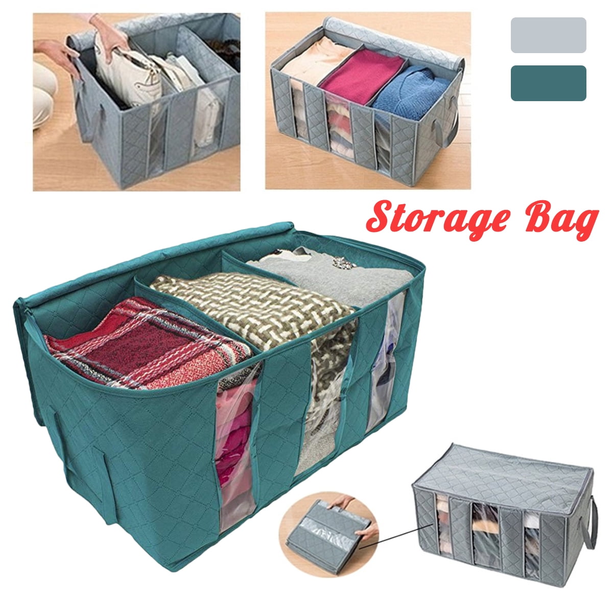 Storage Organizer Bag Non Woven Storage Bag Clothes Foldable 24x13x12inch 61×33×31cm Walmart