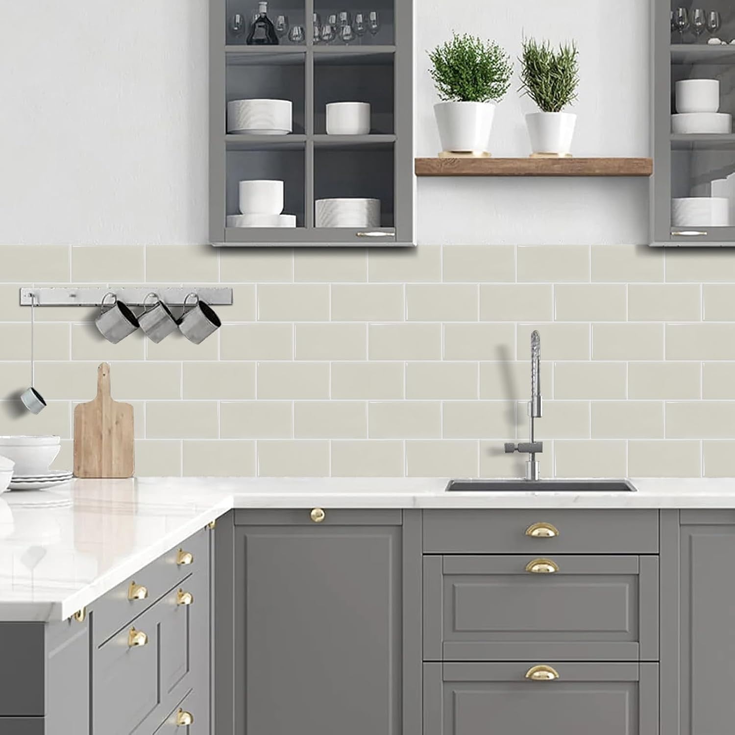 10-Sheet Subway Tile Peel and Stick Backsplash, Self Adhesive Vinyl Wall Tiles, Stick on Backsplash for Kitchen and Bathroom(Thicker Design)