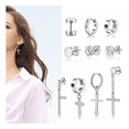 thumbnail image 5 of Pendientes De Hombre/mujer Pendientes De Acero Inoxidable PLATA, 5 of 5