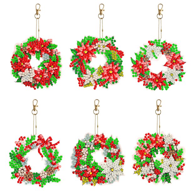 Llavero Con Diamante 6/12 Piezas Forma Especial Doble Cara para Navideña DIY