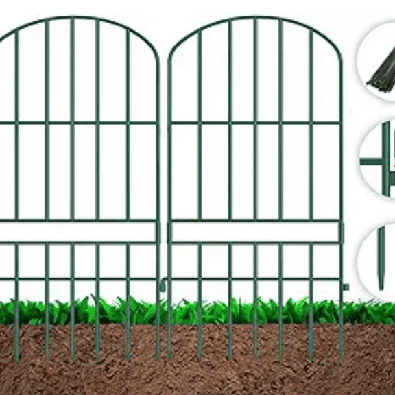 Animal Barrier Garden Fence,15 Pack Green 12''L x 25" H no dig Fence, Underground dig Protection for Dog Rabbits Rustproof Metal Wire Panel Border, 15 ft Ground Stakes for Outdoor Patio