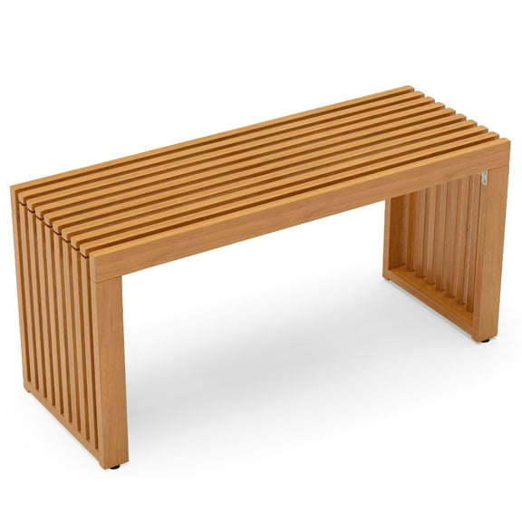 Gymax 36 Inch Patio Bench All-Slat Acacia Wood Loveseat for 2 People 800 lbs Capacity