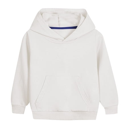 Efsteb Girls Sweatshirt Long Sleeve Hooded Sweatshirts Casual Solid Color Loose Pullover Comfy Hoodies with Pocket (White 4-5 Years)