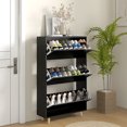 thumbnail image 2 of HOMCOM Armoire à Chaussures Étroite avec 3 Portes Rabattables et Tablettes Ajustables, Noir, 2 of 10