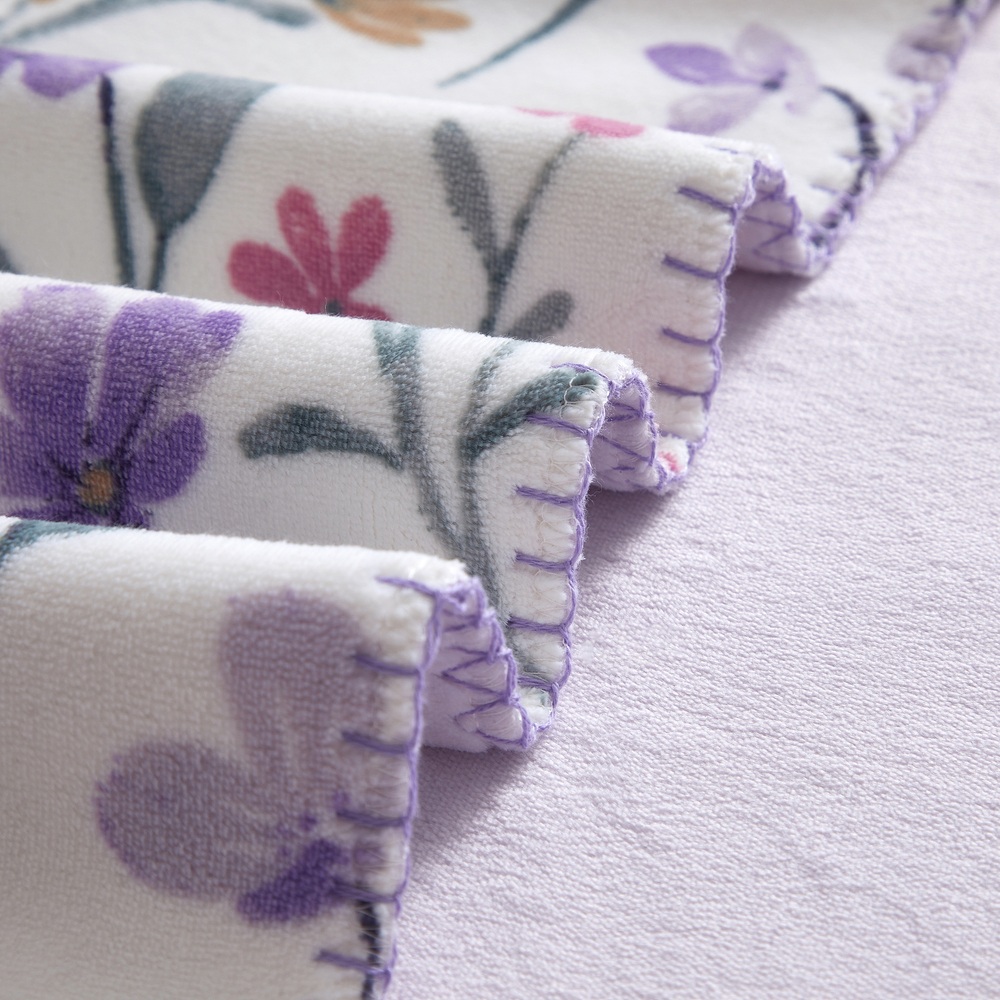 Bloom & Bunny Easter Printed Lush Plush Throw, Vida Floral Dragonfly Lilac, 50" x 60"